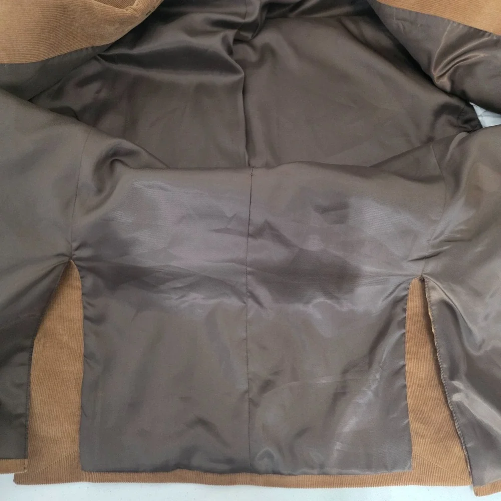 Stafford Corduroy Blazer Jacket Mens 44R Brown Sports‎ Coat 2 Buttons Vented